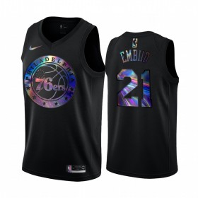 Camiseta Hombre NBA Philadelphia 76ers Joel Embiid 21 Iridescent HWC Collection Swingman